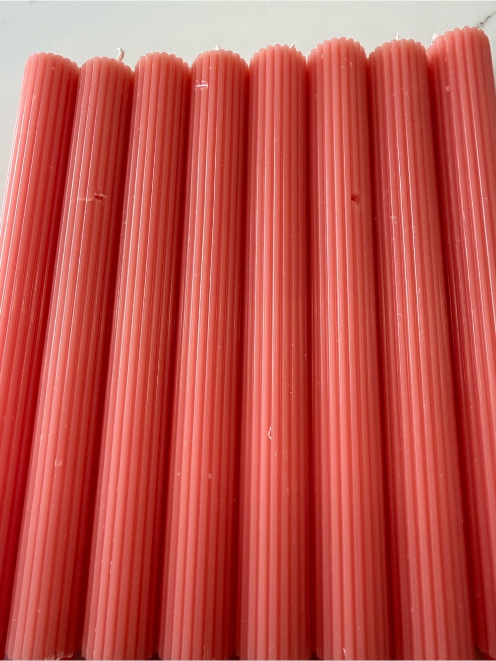 Anthropologie Coral Taper Candles